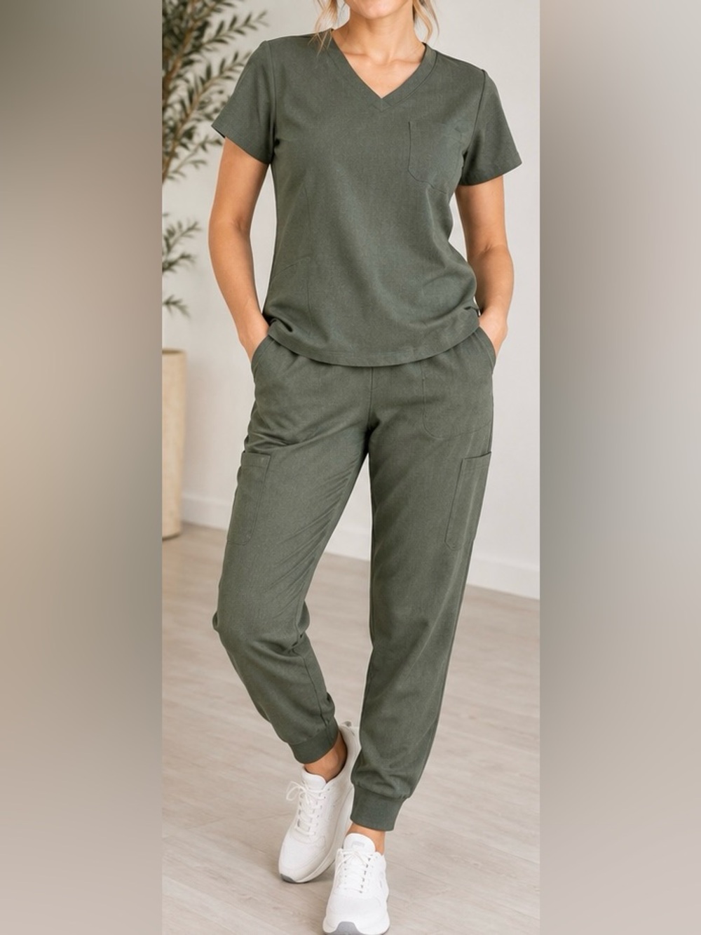 MANDALA SRUB SET OLIVE GREEN TOP SIZE small JOGGER PANTS SIZE XS/P